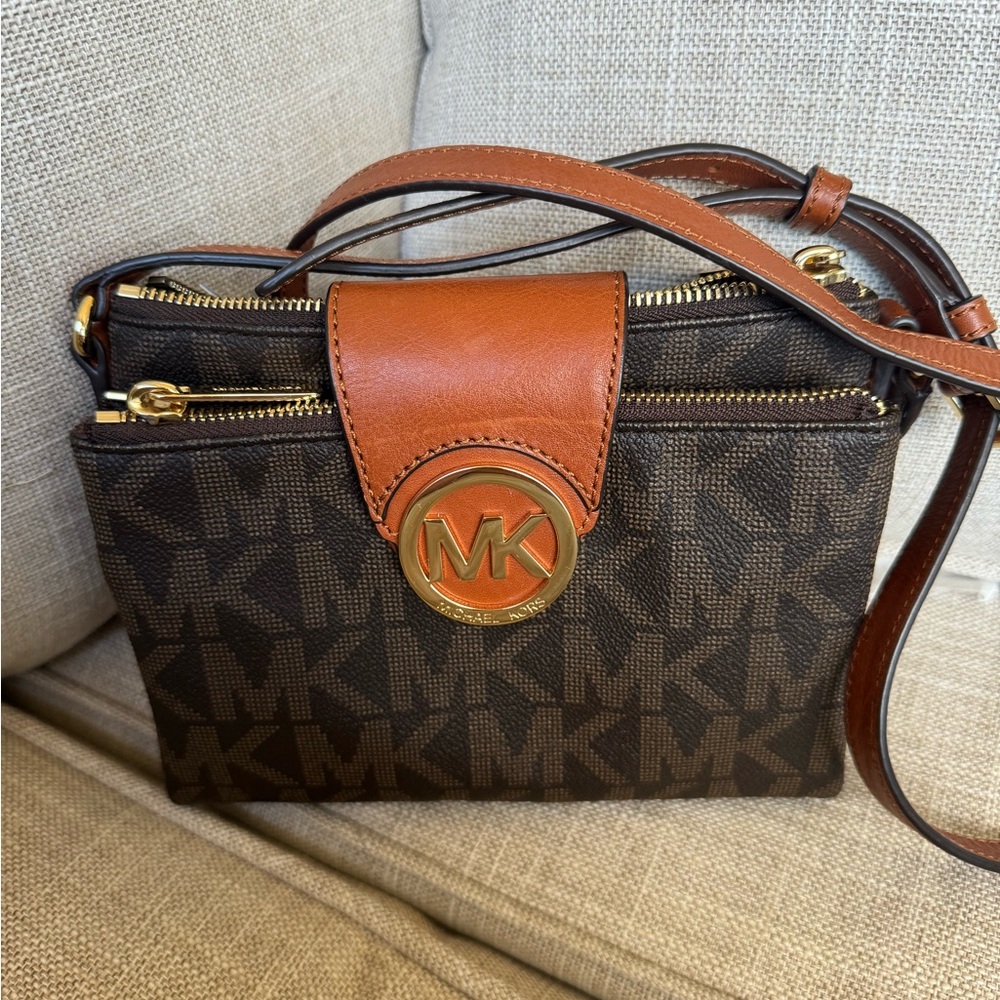 Michael Kors Fulton Crossbody Bag Brown Monogram